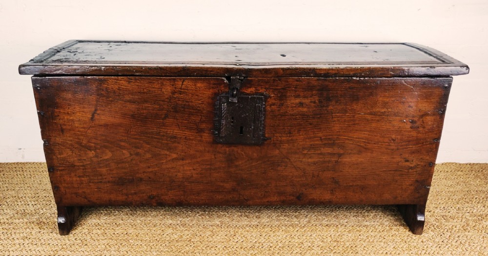 A rare 16th century English plank coffer