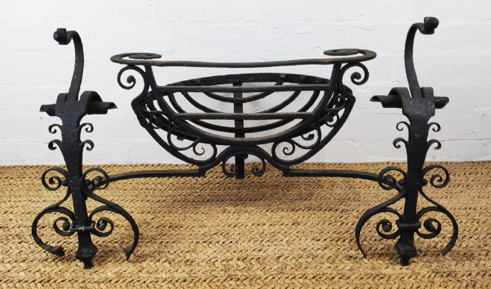 A 17th century wrought iron fire basket.