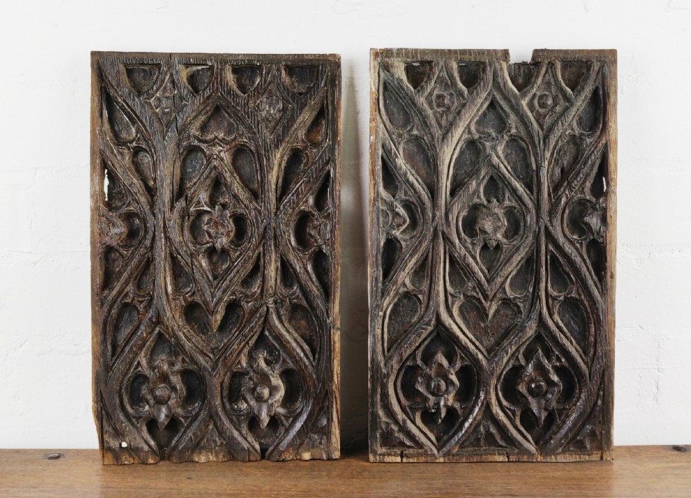 A pair of 16thC gothic oak panels.