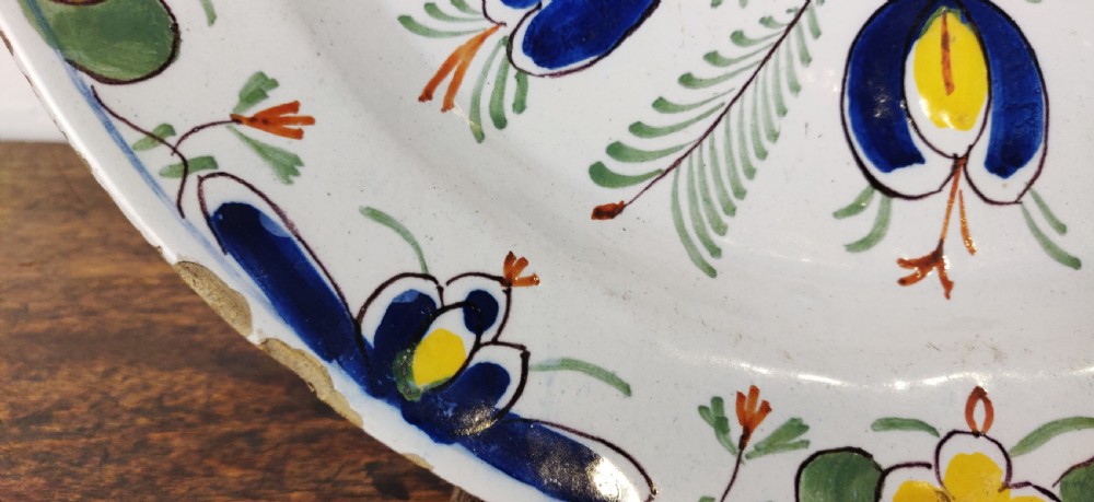 A fine 18th century polychrome Delft plate. View V