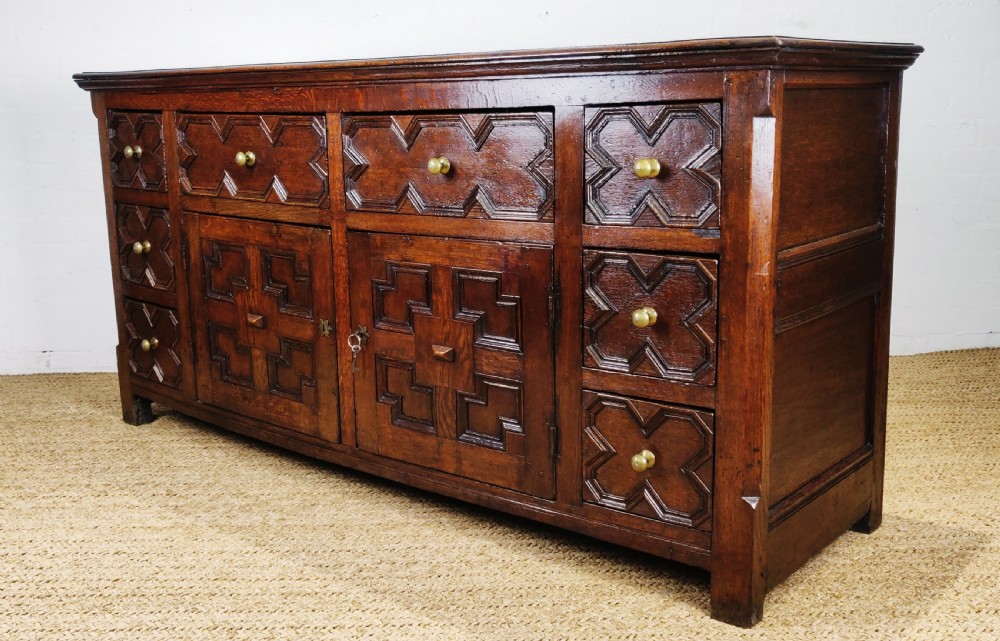 A handsome 17th century style dresser base.  View V