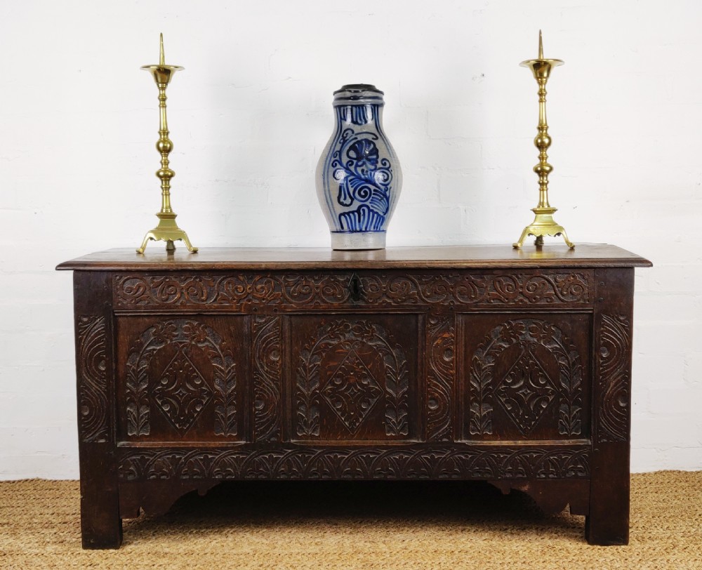 A 17th century carved coffer.  View II