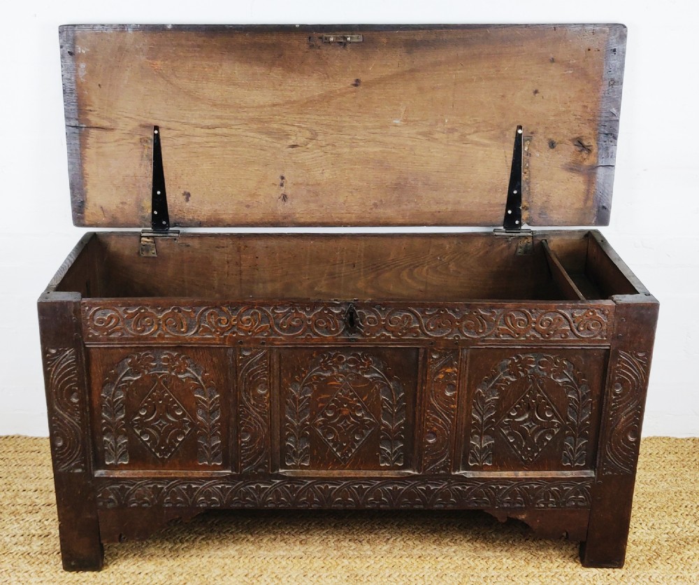 A 17th century carved coffer.  View IV