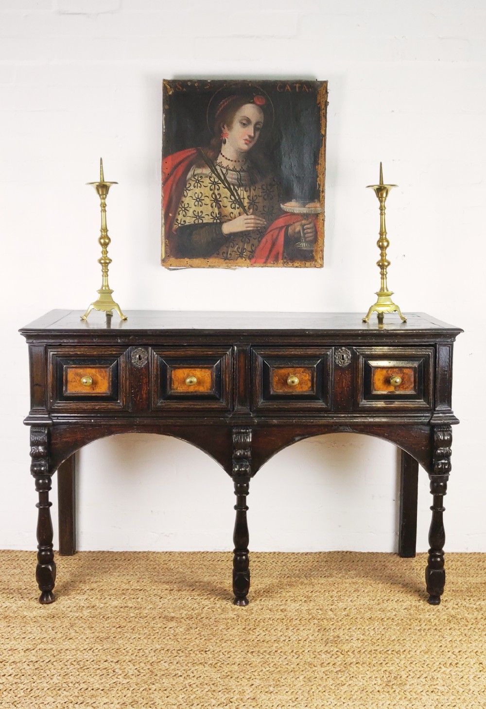 A rare small Charles II period dresser base C1680. 