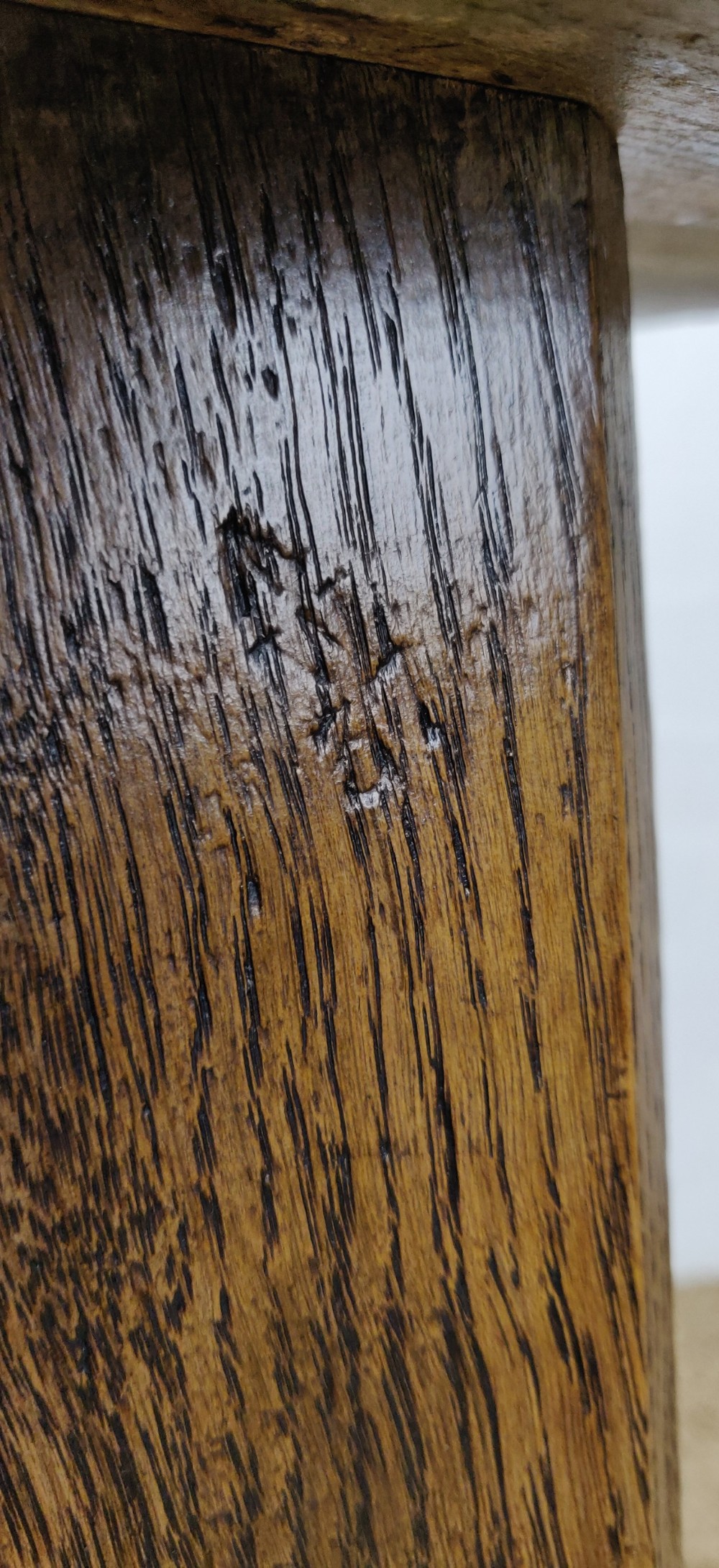 A fabulous 19th century elm butcher block.  View XI