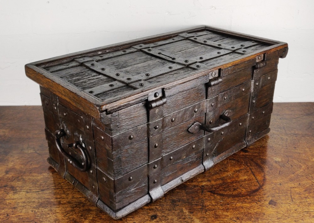A fabulous late 16th century Iron bound collection chest. View VII