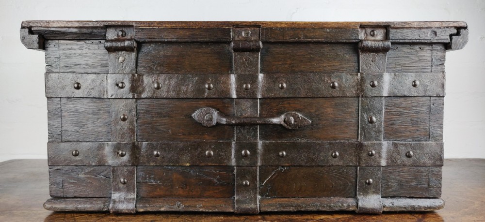 A fabulous late 16th century Iron bound collection chest. View IX