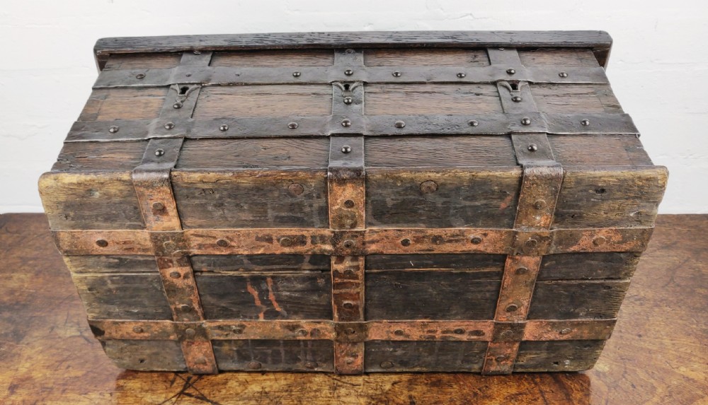 A fabulous late 16th century Iron bound collection chest. View XIII
