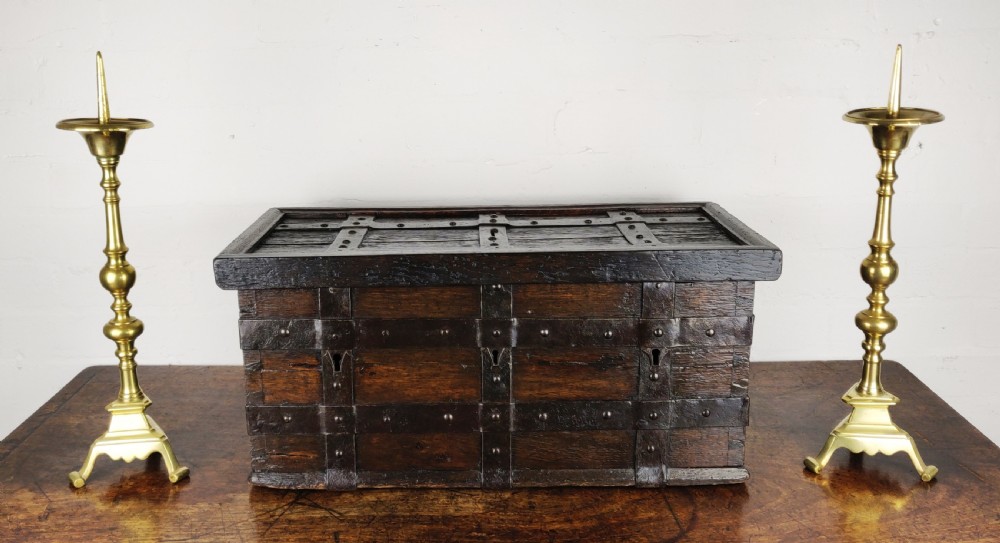 A fabulous late 16th century Iron bound collection chest. View XV