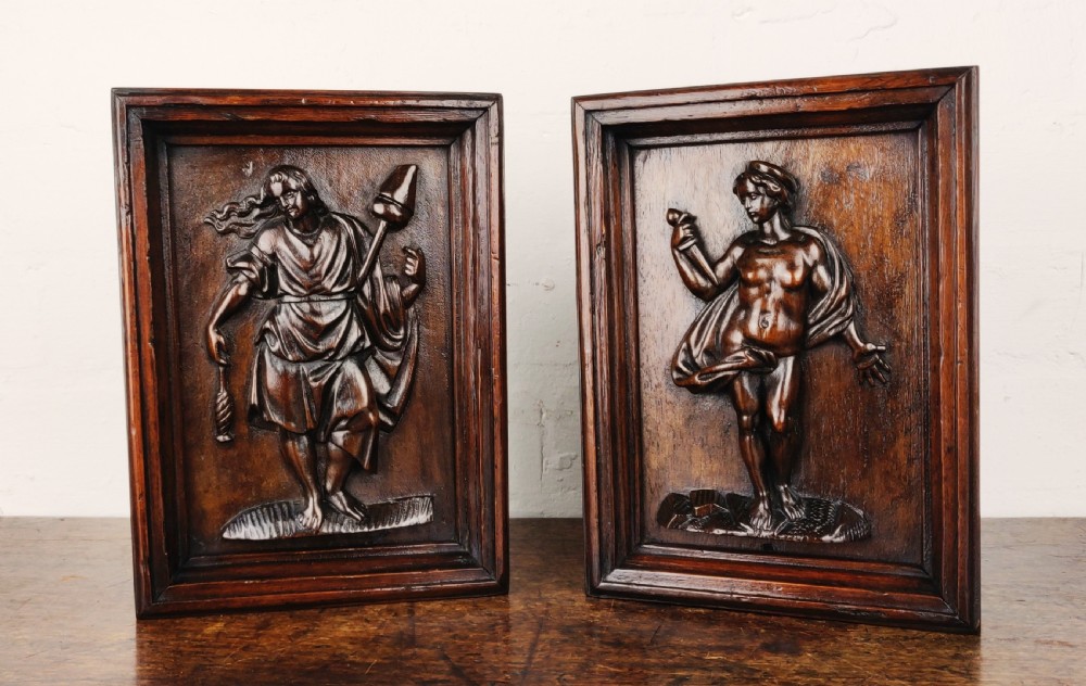 A pair of 17th century carved panels. 