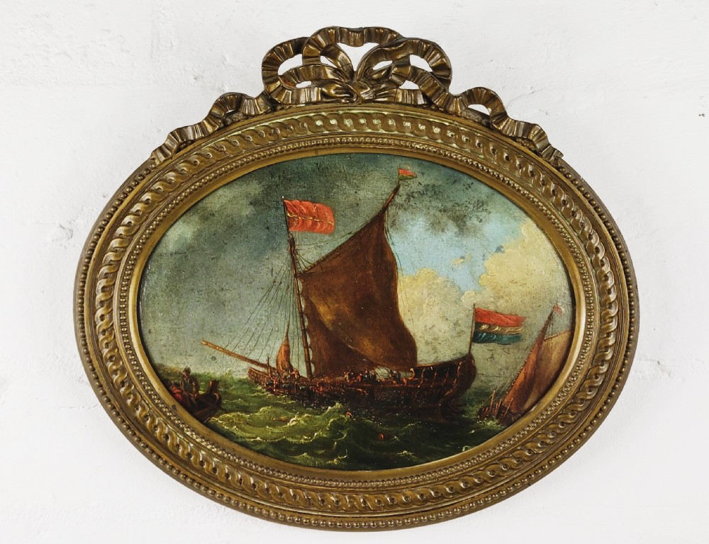 A small 18th century netherlands naval oil painting