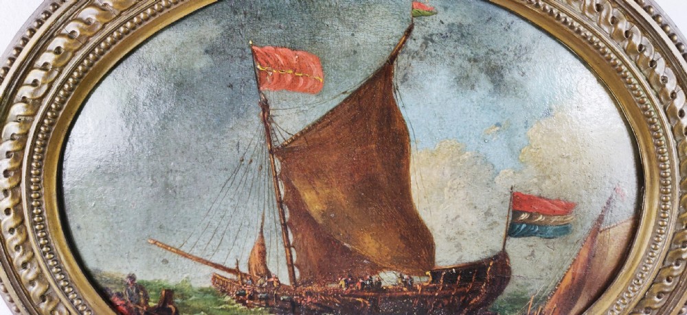A small 18th century netherlands naval oil painting View III