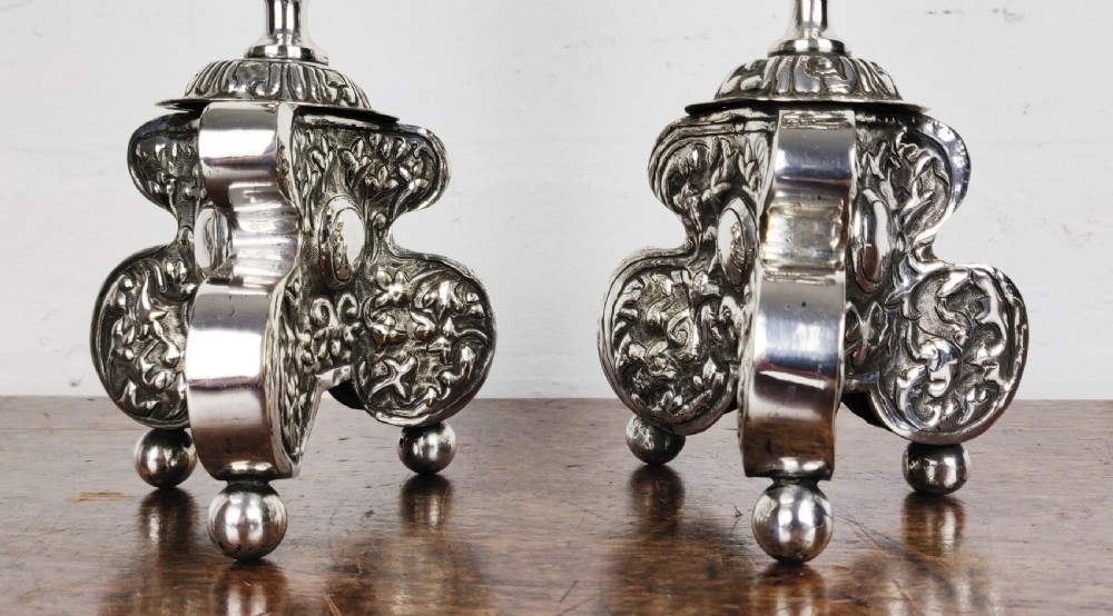 A fine pair of 18th century silvered prickets.  View V