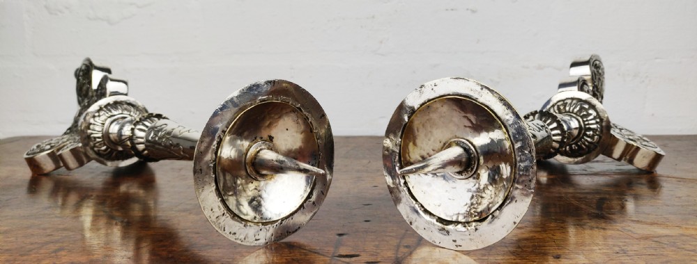 A fine pair of 18th century silvered prickets.  View VI