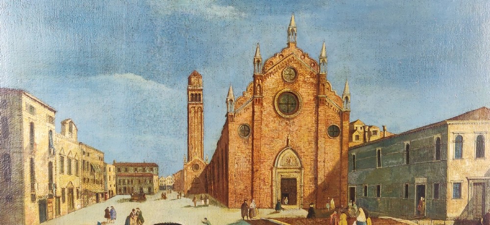 A superb early 18th century oil on canvas of Venice scenery.  View II