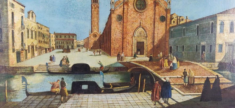 A superb early 18th century oil on canvas of Venice scenery.  View III