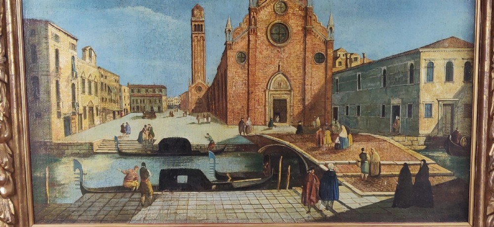 A superb early 18th century oil on canvas of Venice scenery.  View VI