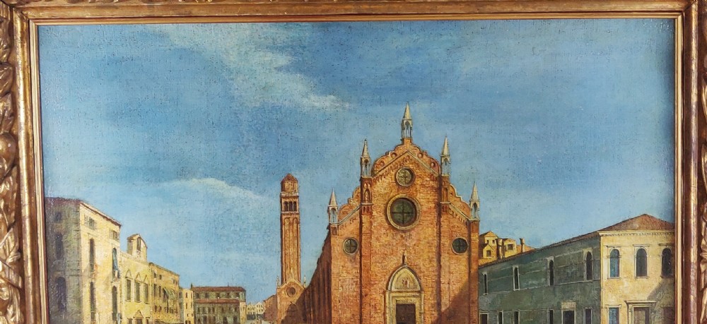 A superb early 18th century oil on canvas of Venice scenery.  View VII