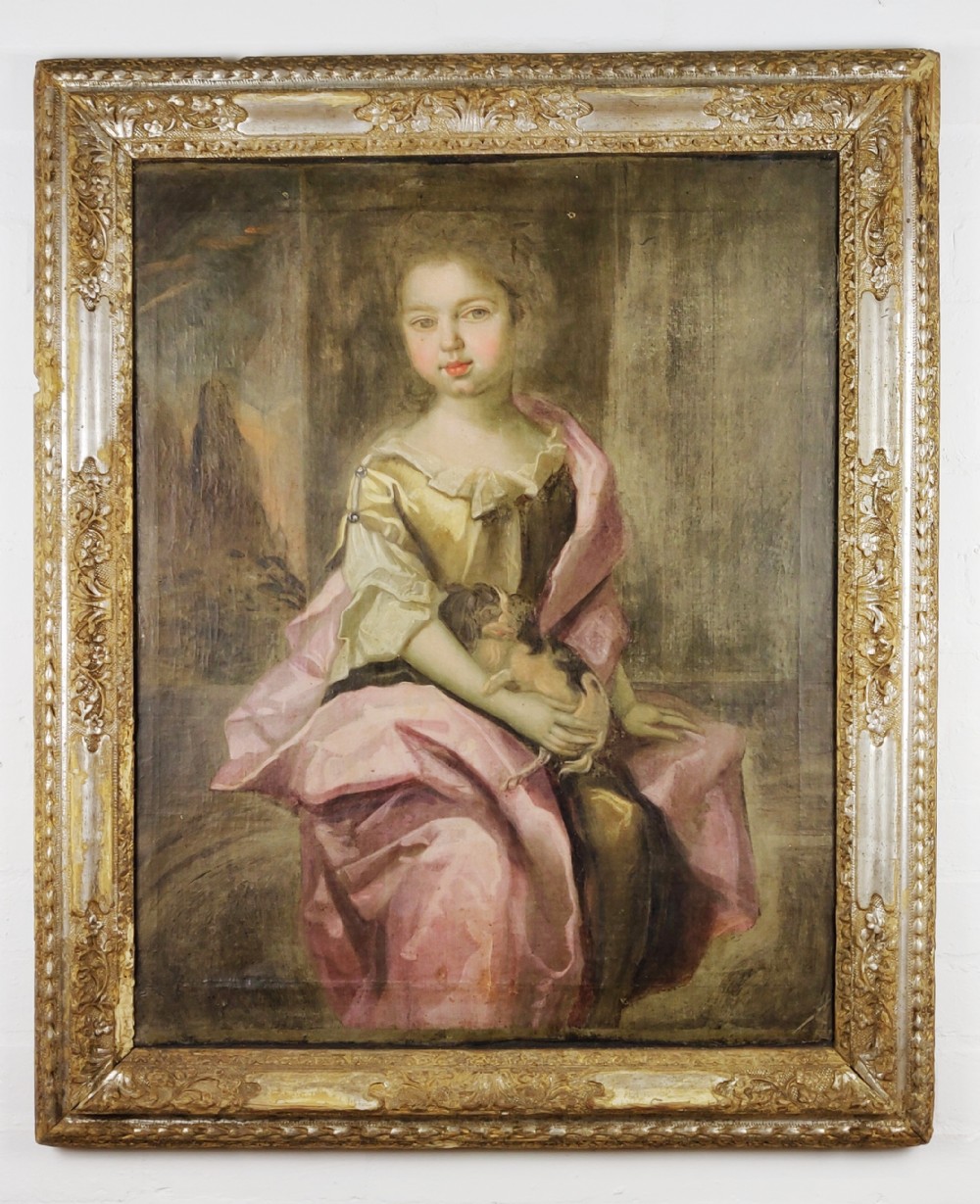 A large 17th century portrait of a young girl. 