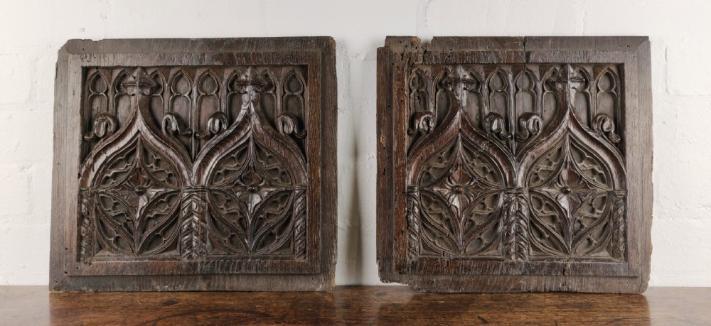 A pair of 16th century gothic oak panels.
