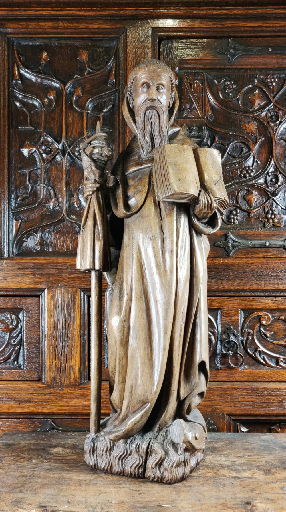 A fabulous 16th century figure of St Anthony the hermit. 