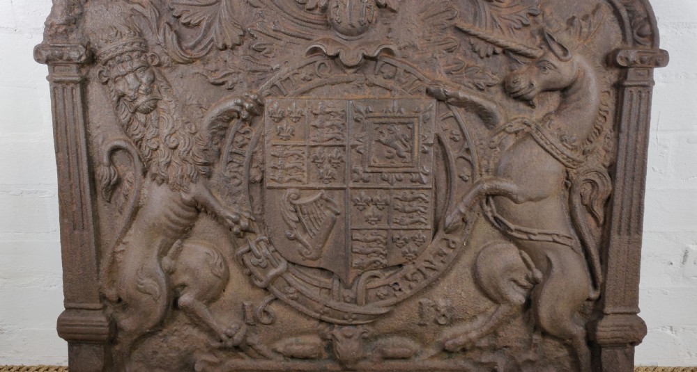 A Superb 17th century James 1st armorial fireback.  View III