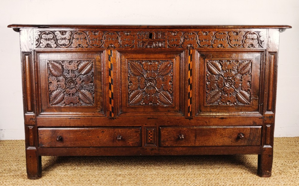 A superb early 18th century mule chest. 