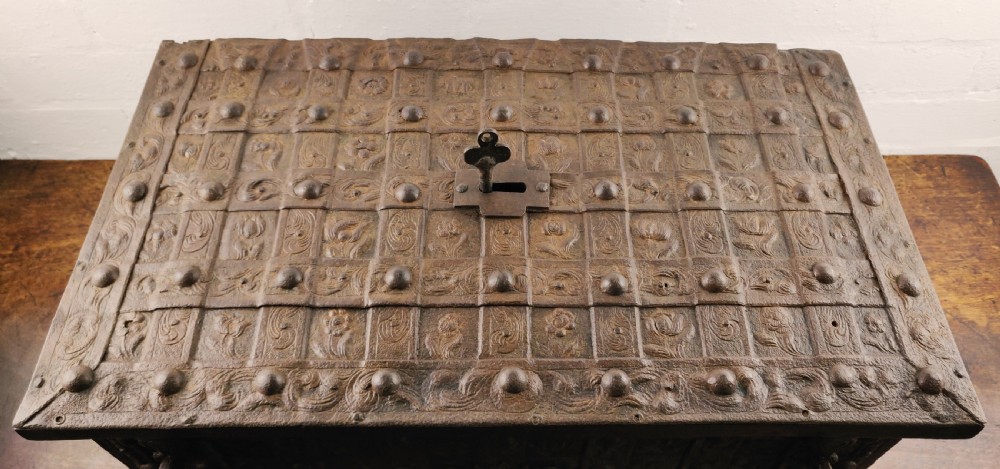 An elaborate 16th century Nuremberg chest.  View V