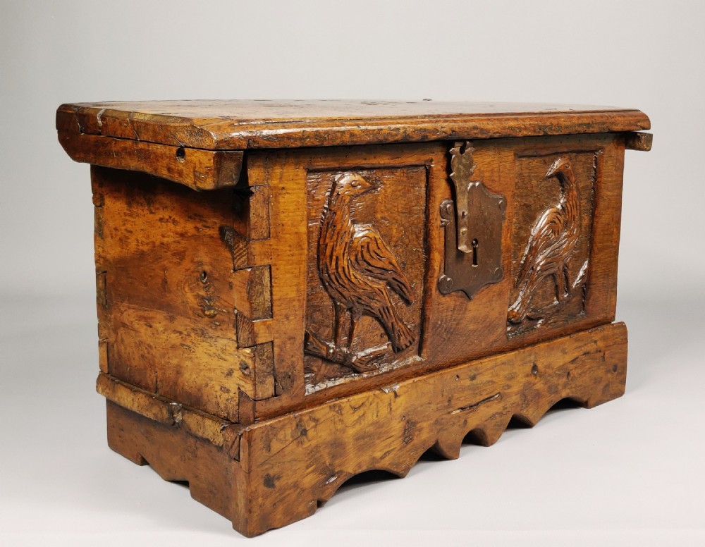 A small 17th century walnut coffer.  View IV