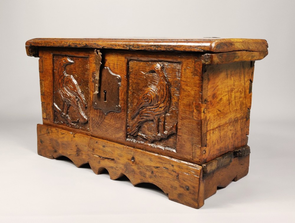A small 17th century walnut coffer.  View V