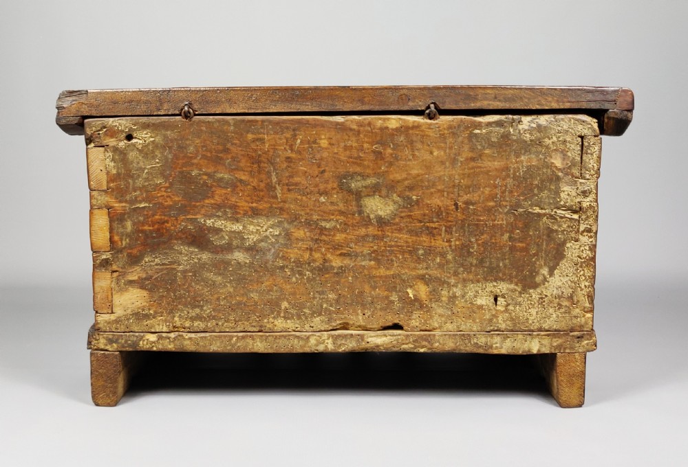 A small 17th century walnut coffer.  View VI