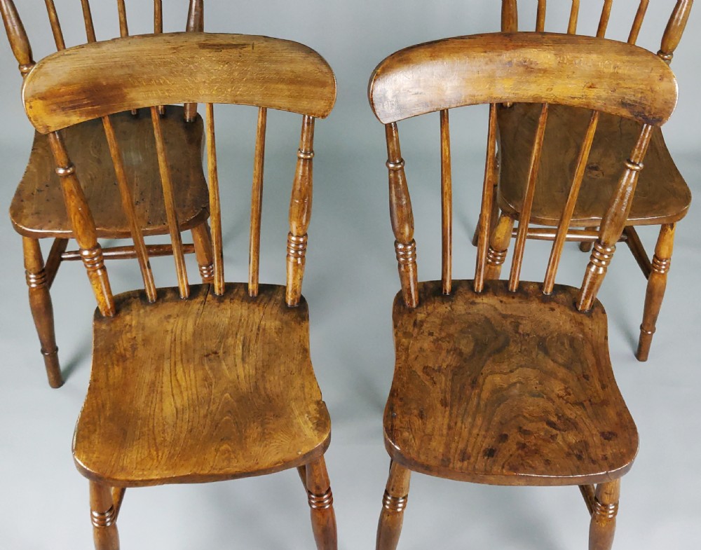 A set of four late 19th century kitchen chairs.  View IV
