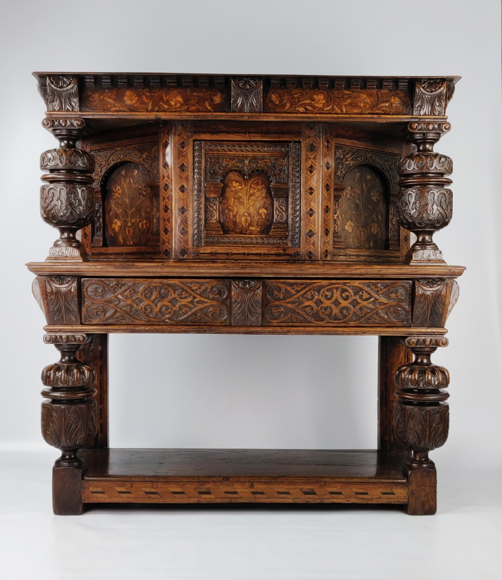 A Rare late Elizabethan marquetry livery cupboard. 