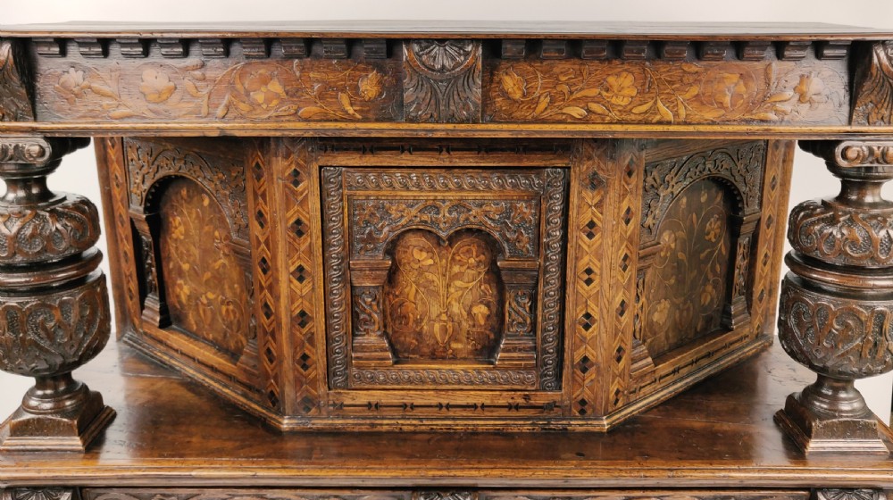 A Rare late Elizabethan marquetry livery cupboard.  View V