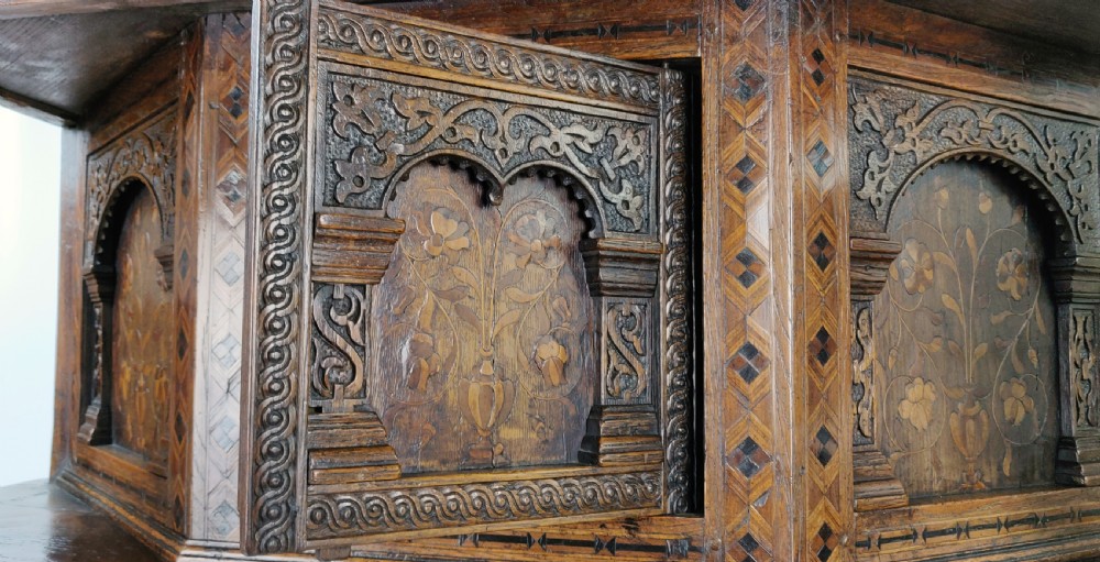 A Rare late Elizabethan marquetry livery cupboard.  View VI
