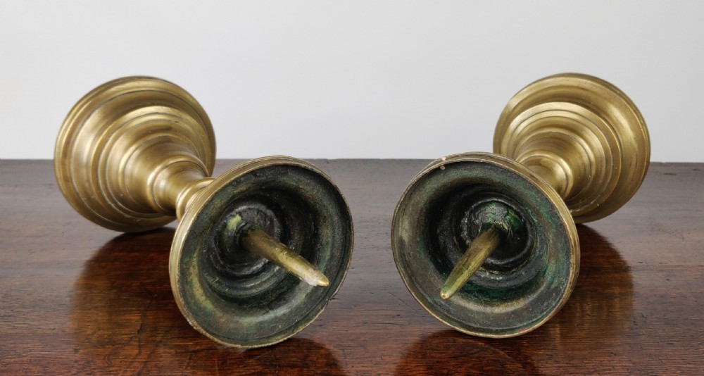 A pair of late 16th century Flanders pricket candlesticks.   View II