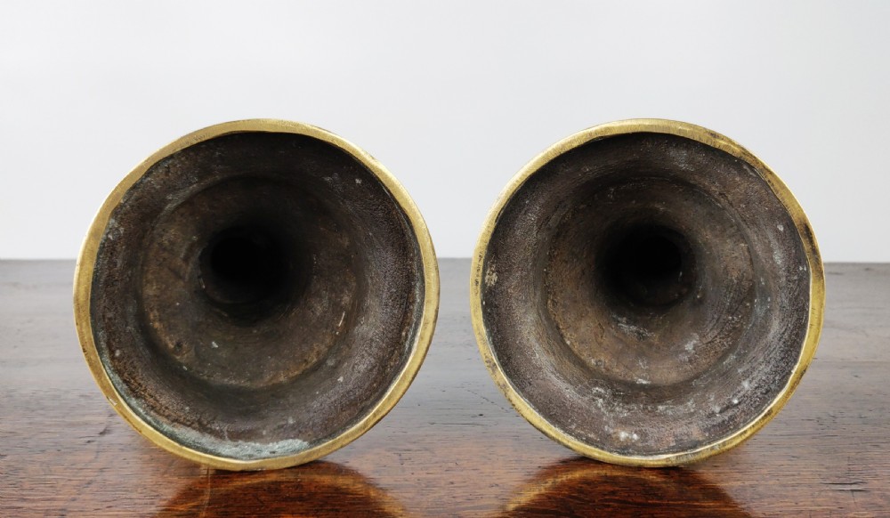 A pair of late 16th century Flanders pricket candlesticks.   View III