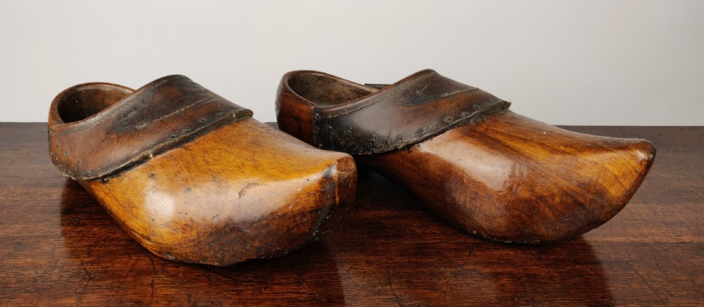 A Rare and large pair of 19th century Dutch clogs.  View II