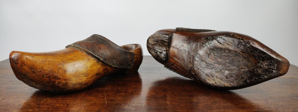 A Rare and large pair of 19th century Dutch clogs.  View IV