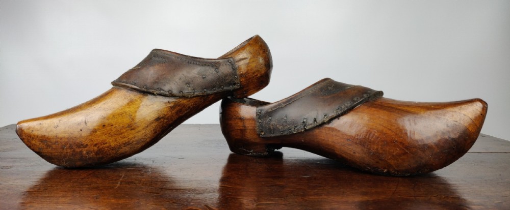 A Rare and large pair of 19th century Dutch clogs.  View VI