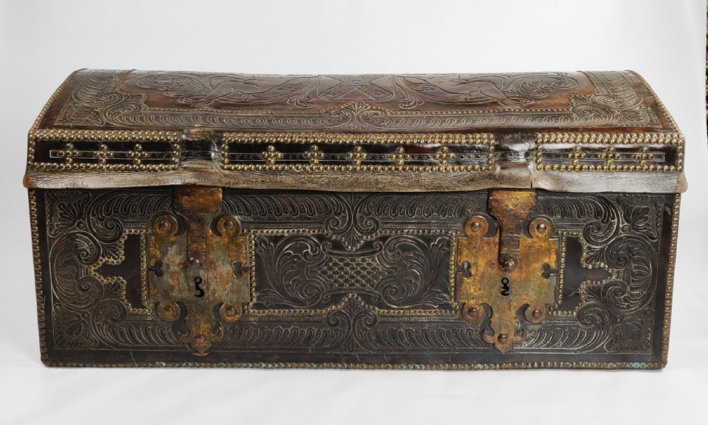 A late 17th - early 18th century travelling trunk 
