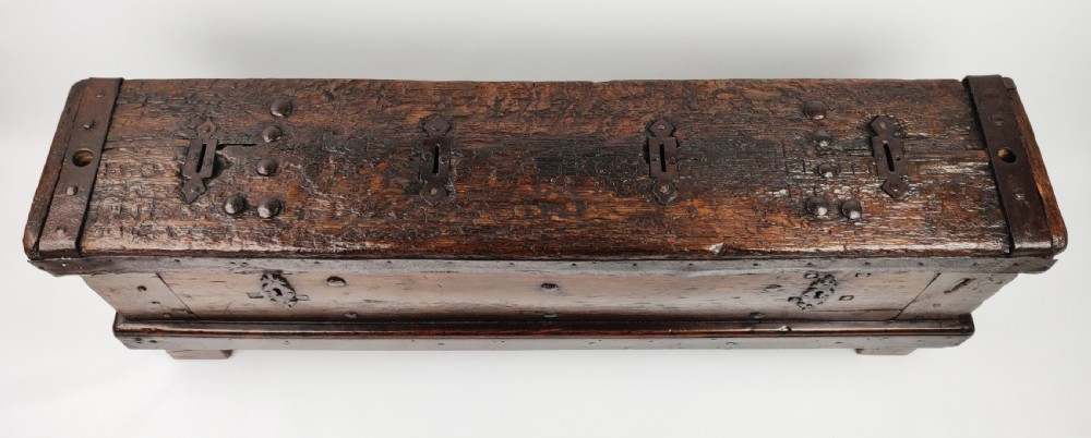 An early 16th century coin chest.  View IV