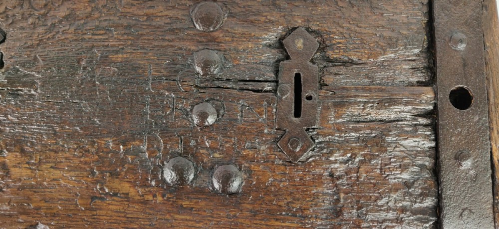 An early 16th century coin chest.  View VIII