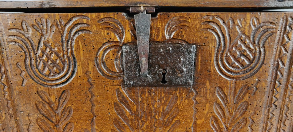A late 17th - early 18th century carved box.  View IX
