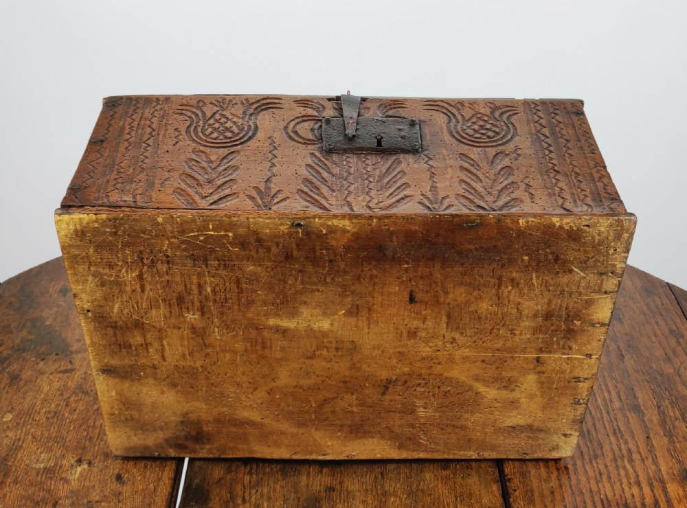 A late 17th - early 18th century carved box.  View XIV