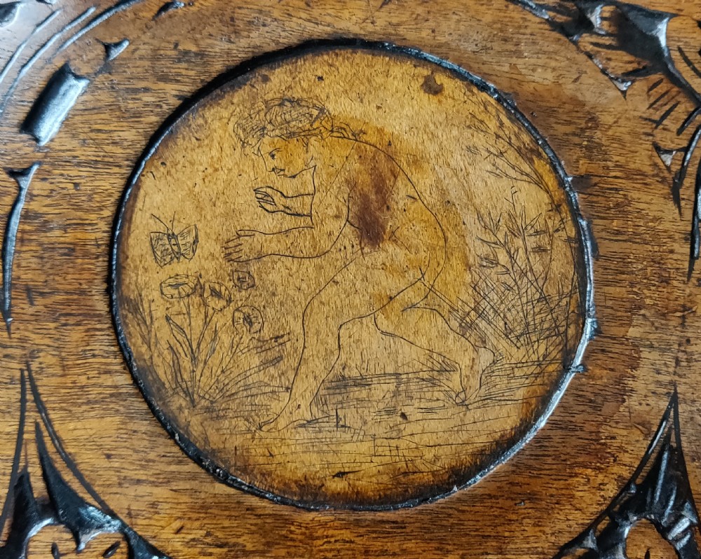 An unusual 18th century pen-work tea table.  View V
