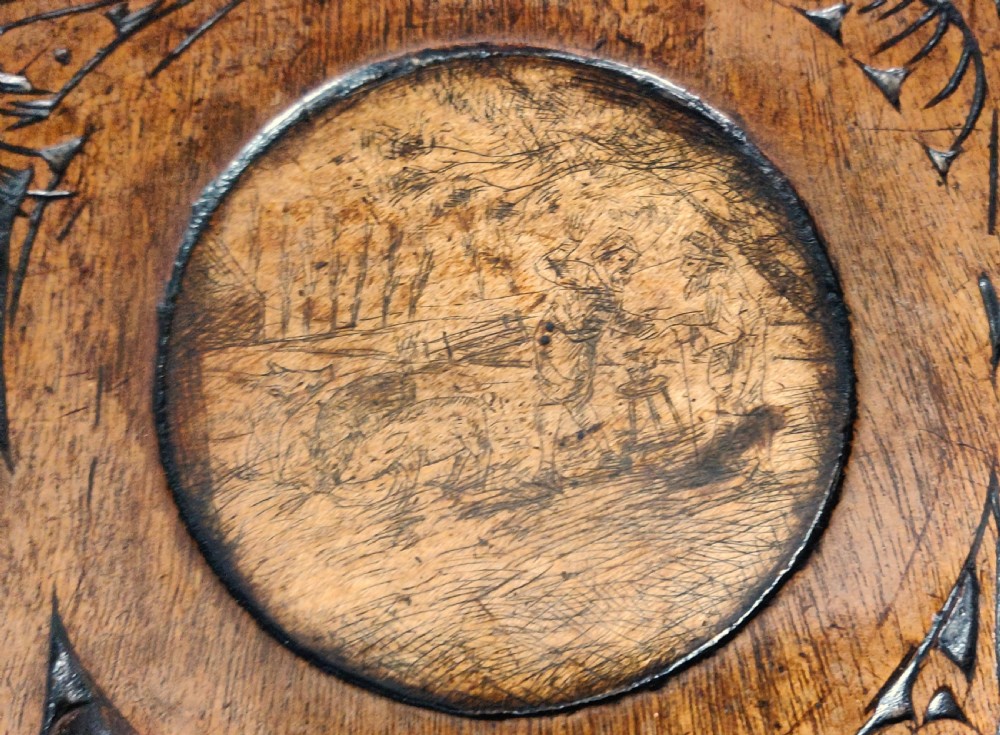 An unusual 18th century pen-work tea table.  View VIII