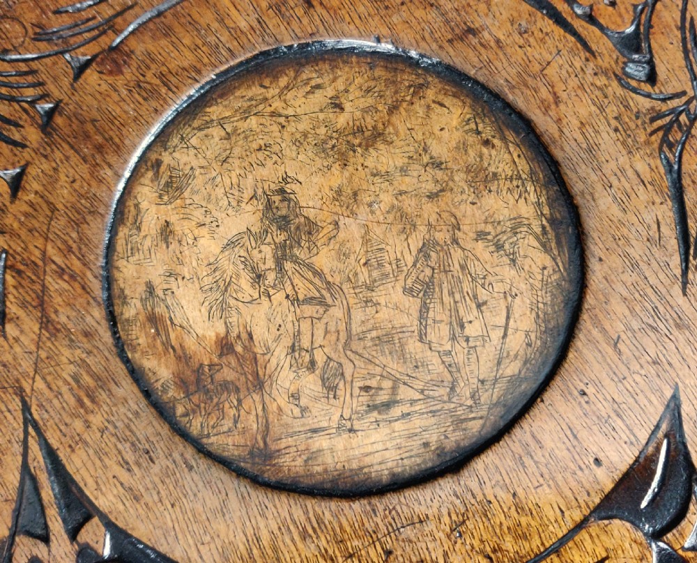 An unusual 18th century pen-work tea table.  View IX