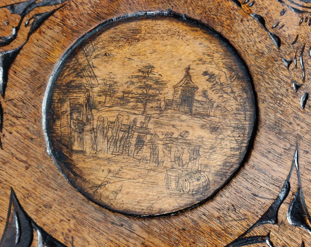 An unusual 18th century pen-work tea table.  View X
