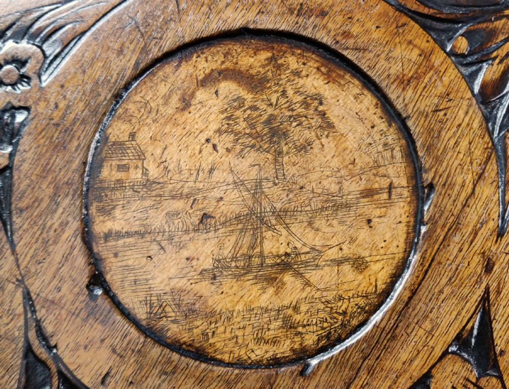 An unusual 18th century pen-work tea table.  View XIII